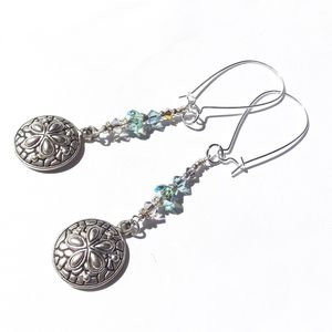 Boho Mermaid Long Earrings Sand Dollar Bling